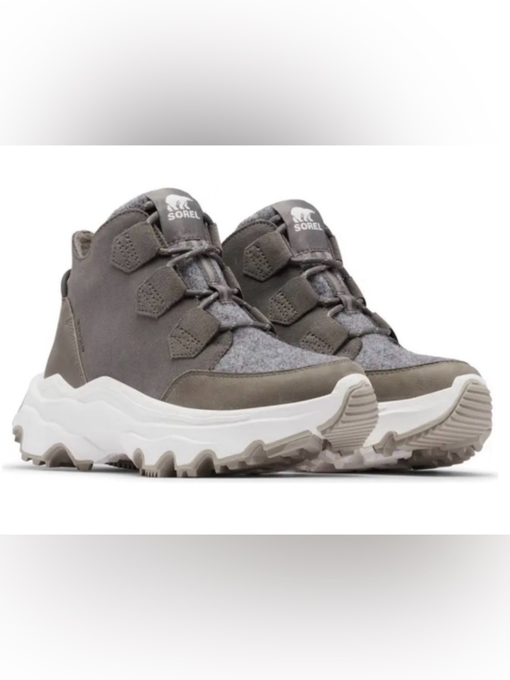 Sorel Kinetic Breakthru Caribou waterproof boots Quarry/Sea Salt gray 8.5